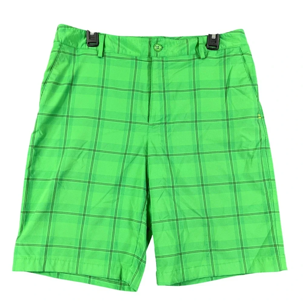 Under Armour Golf Shorts Mens 34 Green Plaid Performance Athletic Course